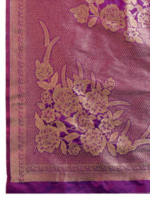 Purple Kanjivaram silk blend Two-Tone Zari Weaving Saree  5