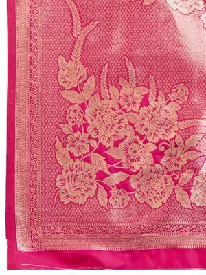 Rani Pink Kanjivaram silk blend Two-Tone Zari Weaving Saree  5