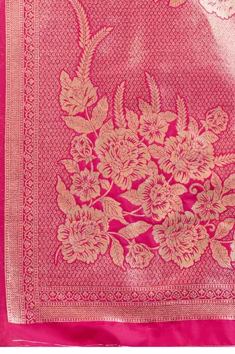 Rani Pink Kanjivaram silk blend Two-Tone Zari Weaving Saree 