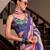 Blue muslin leheriya printed cotton saree