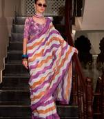 Violet muslin leheriya printed cotton saree
