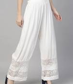 Hand embroidered pearl white rayon lucknowi chikankari palazzo