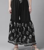 Hand embroidered black georgette lucknowi chikankari palazzo