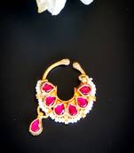 Royal half-hoop nath with ruby stones & pearl detailing