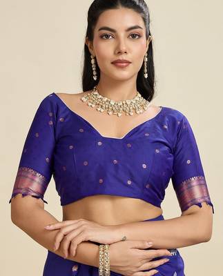 Violet Paithani silk blend Zari Weaving Saree  4