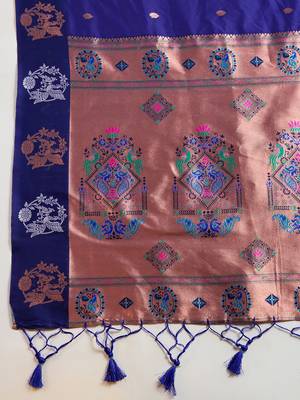Violet Paithani silk blend Zari Weaving Saree  5