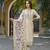 Women off white silk blend solid embroidered straight kurta trousers with dupatta