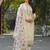 Women off white silk blend solid embroidered straight kurta trousers with dupatta