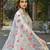Women off white silk blend solid embroidered straight kurta trousers with dupatta