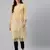 Hand embroidered fawn georgette lucknowi chikankari straight kurta set with slip