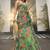 dark olive Georgette tropical print ready to wear saree
