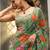dark olive Georgette tropical print ready to wear saree
