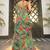 dark olive Georgette tropical print ready to wear saree