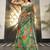 dark olive Georgette tropical print ready to wear saree
