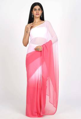 pre-stitched gajari georgette shading print saree 1