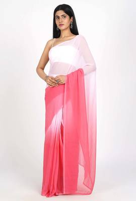 pre-stitched gajari georgette shading print saree 2