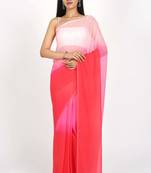 ready to wear pink georgette shading print saree