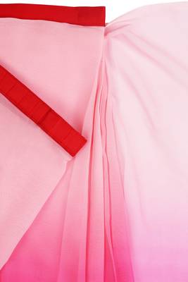 ready made pink georgette shading print saree 5