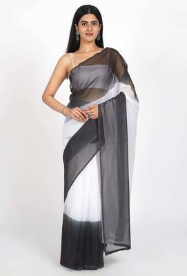ready to wear light black georgette shading print saree 1