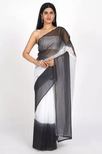 light black Georgette shading print ready to wear saree