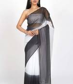 ready to wear light black georgette shading print saree