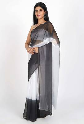 ready to wear light black georgette shading print saree 2