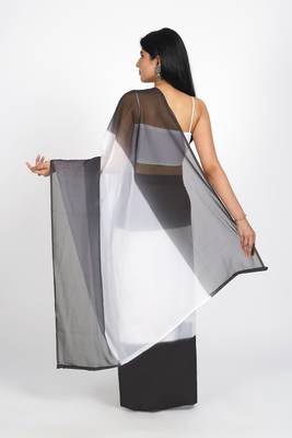 ready to wear light black georgette shading print saree 3