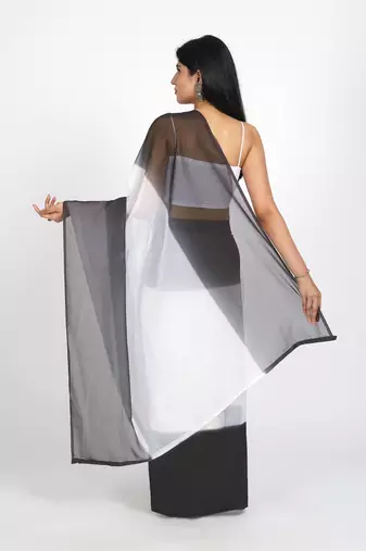 ready to wear light black georgette shading print saree