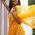 Yellow Kota chex fabric leheriya print saree