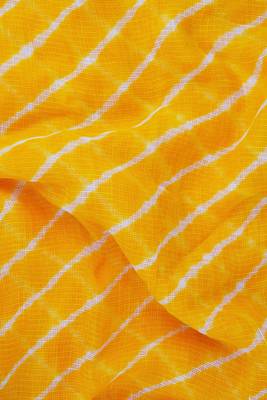 Yellow Kota chex fabric leheriya print saree 5