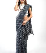 Grey Kota chex fabric leheriya print saree