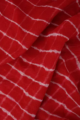 Red Kota chex fabric leheriya print saree