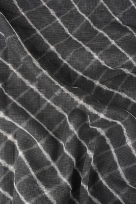 Grey Kota chex fabric leheriya print saree 4