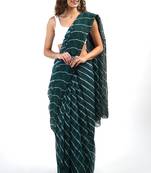 green Kota chex fabric leheriya print saree