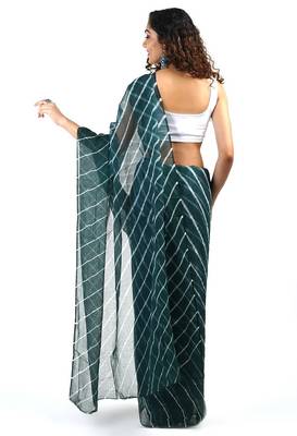 green Kota chex fabric leheriya print saree 3