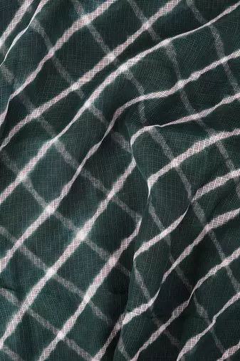 green Kota chex fabric leheriya print saree
