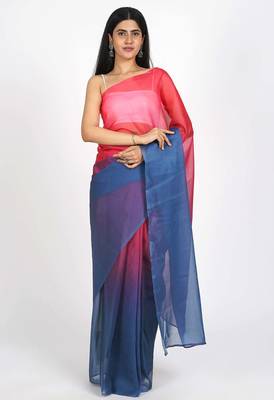 ready to wear gajari organza shading print saree 1