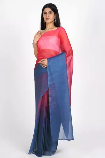 ready to wear gajari organza shading print saree