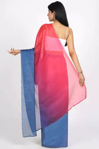 ready to wear gajari organza shading print saree