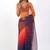 orange Organza dual color shading print saree