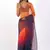 orange Organza dual color shading print saree