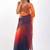 orange Organza dual color shading print saree