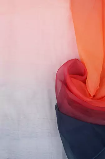 orange Organza dual color shading print saree