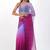wine Organza dual color shading print saree