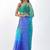 Sea green Organza dual color shading print saree