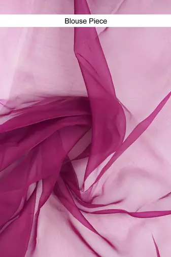wine Organza dual color shading print saree