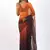 orange and black Organza shading print saree