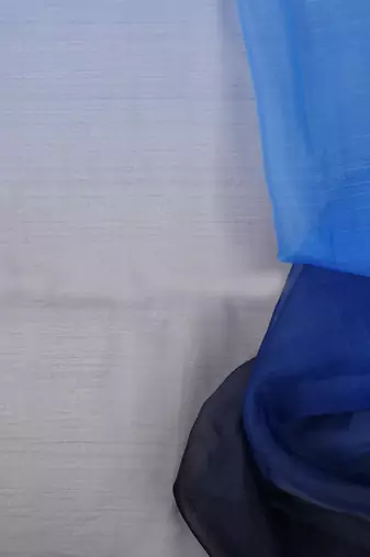 Blue and black Organza shading print saree