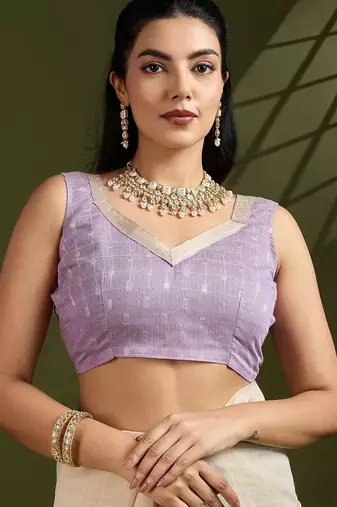 Lavender Muga Cotton With Kalamkari Peacock Weaving Saree 