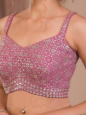 Alluring Pink Sequins Georgette Engagement Wear Lehenga Choli 6